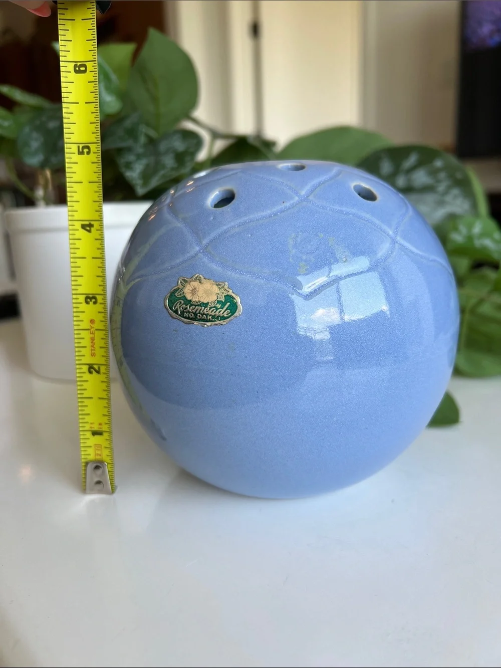 Vintage Rosemeade Blue Ceramic Flower Frog Vase - Picture 10 of 12